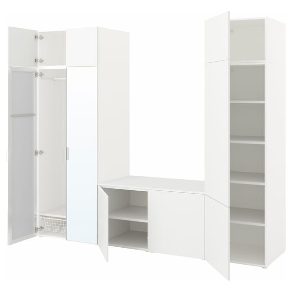 PLATSA Kleiderschrank mit 9 Türen, weiß STRAUMEN Spiegelglas/FONNES weiß, Sonderangebote