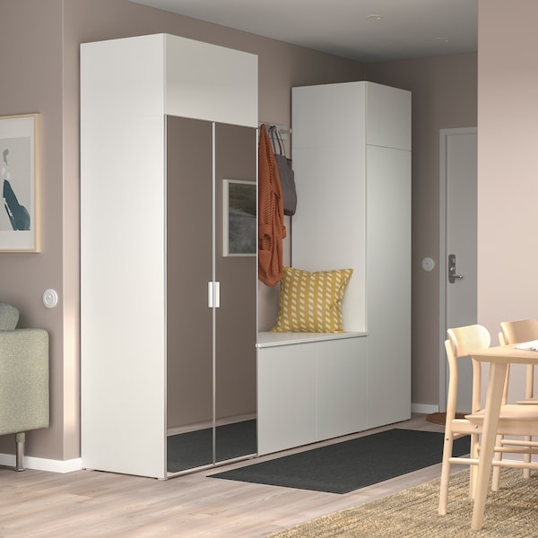 PLATSA Kleiderschrank mit 9 Türen, weiß STRAUMEN Spiegelglas/FONNES weiß, Sonderangebote