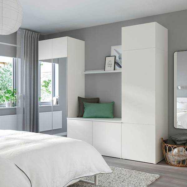 PLATSA Kleiderschrank mit 9 Türen, weiß STRAUMEN Spiegelglas/FONNES weiß, Sonderangebote