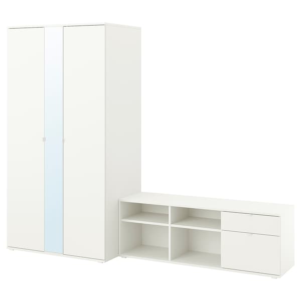 VIHALS Schrank-/Bankkombination, weiß/Spiegelglas, Riesige Ersparnisse