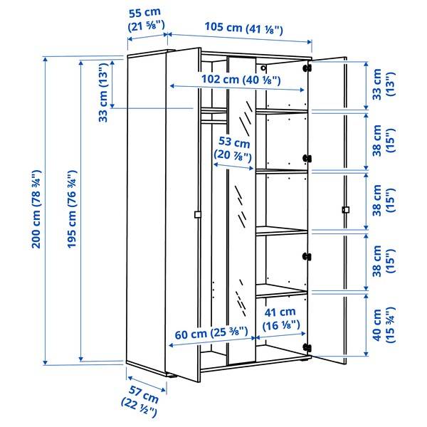 VIHALS Schrank-/Bankkombination, weiß/Spiegelglas, Riesige Ersparnisse