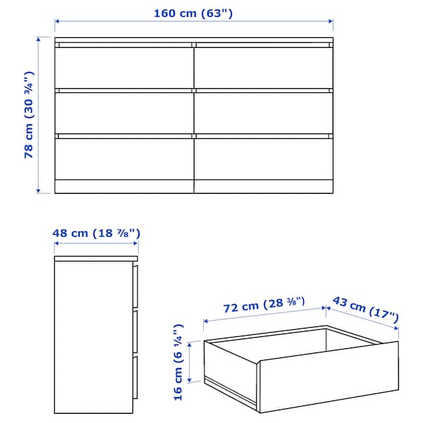 MALM Kommode mit 6 Schubladen, weiß, Wochenangebot