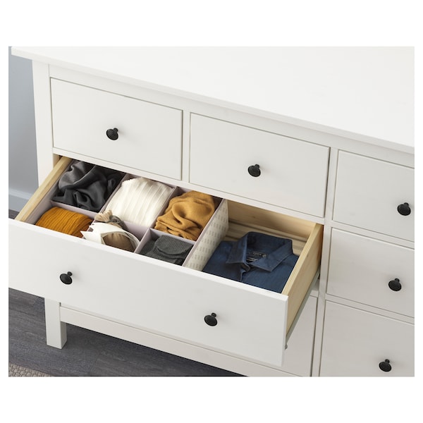 HEMNES Kommode mit 8 Schubladen, weiß gebeizt, Letzte 3 Tage