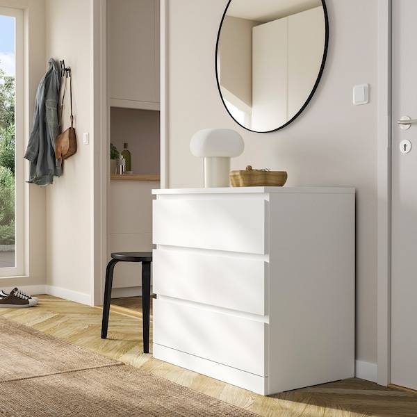 MALM Kommode mit 3 Schubladen, weiß, Neueste Stile