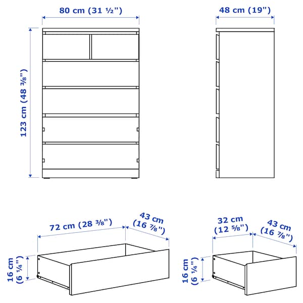 MALM Kommode mit 6 Schubladen, weiß, Zeitbegrenzte Promotion