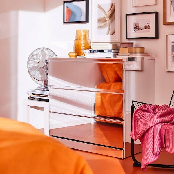 MALM Kommode mit 3 Schubladen, Spiegeleffekt, Bis zu 60% Rabatt
