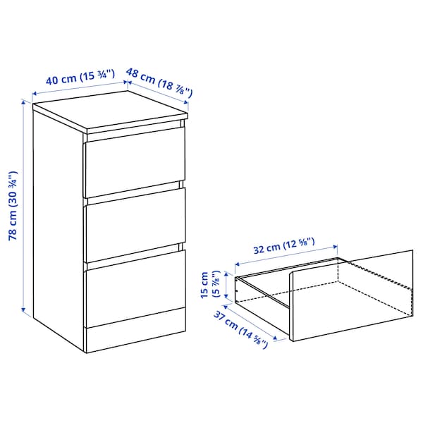 MALM Kommode mit 3 Schubladen, weiß, Sonderangebot der Fabrik