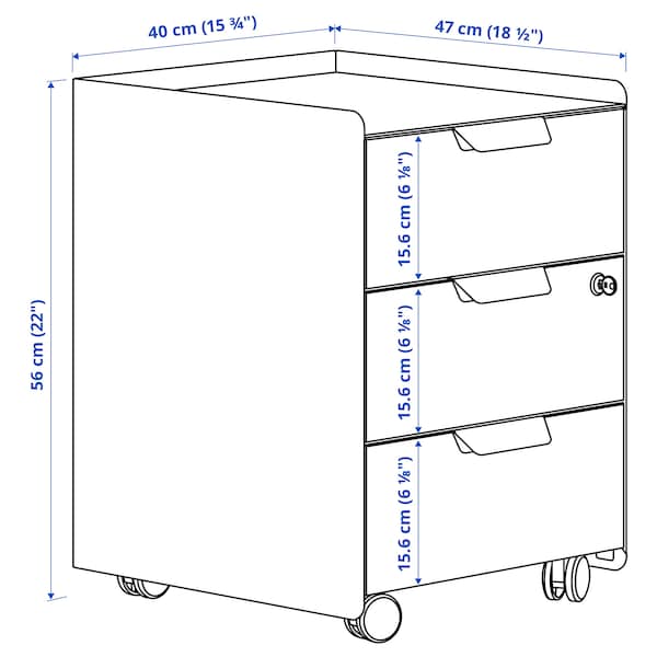 TROTTEN Rollcontainer mit 3 Schubladen, weiß 2025