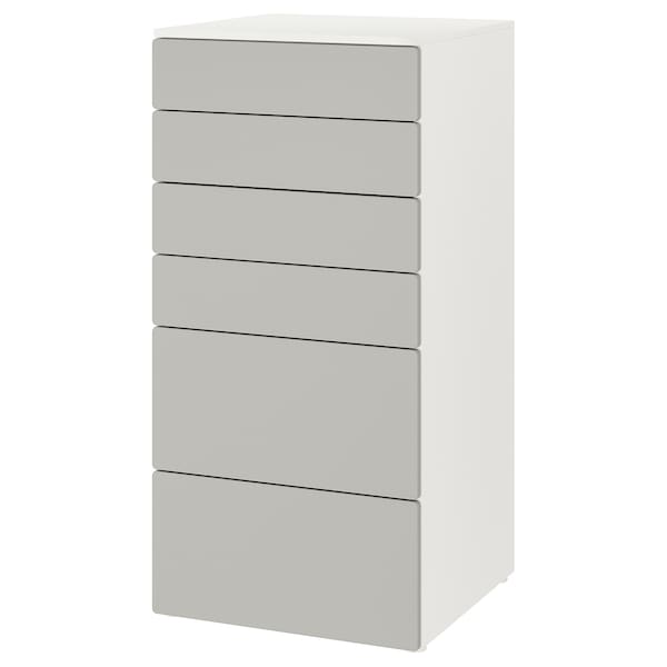 SMÅSTAD / PLATSA Kommode mit 6 Schubladen, weiß/grau, Top Angebot