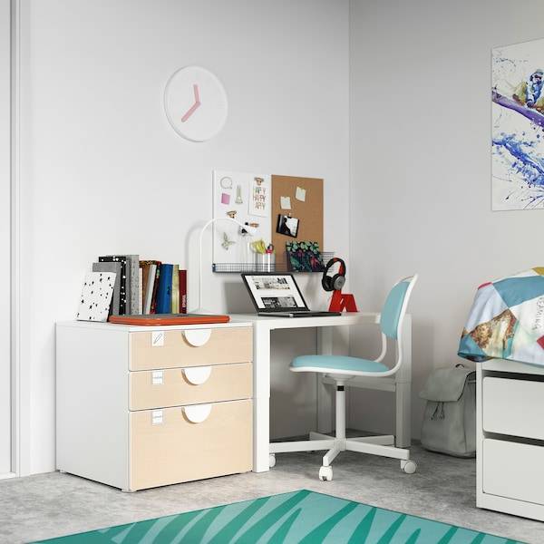 SMÅSTAD / PLATSA Kommode mit 3 Schubladen, weiß/Birke, Blitzangebot