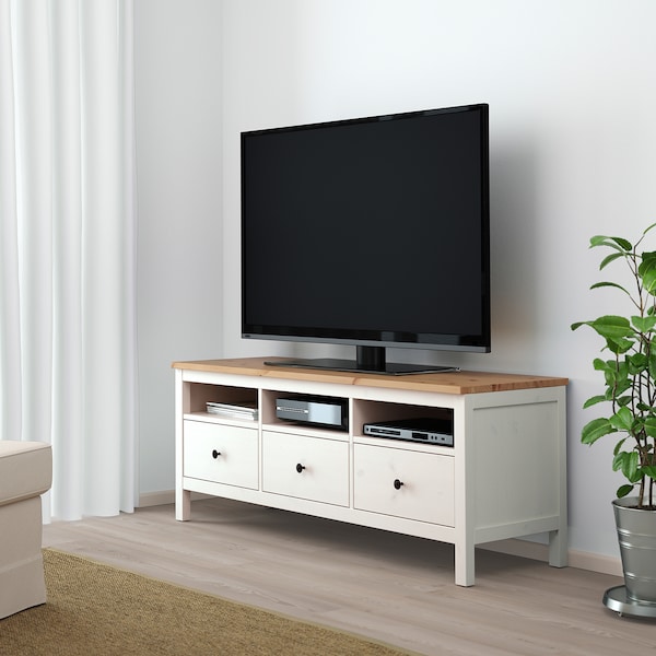 HEMNES TV-Bank, weiß gebeizt/hellbraun, Speichern exportieren