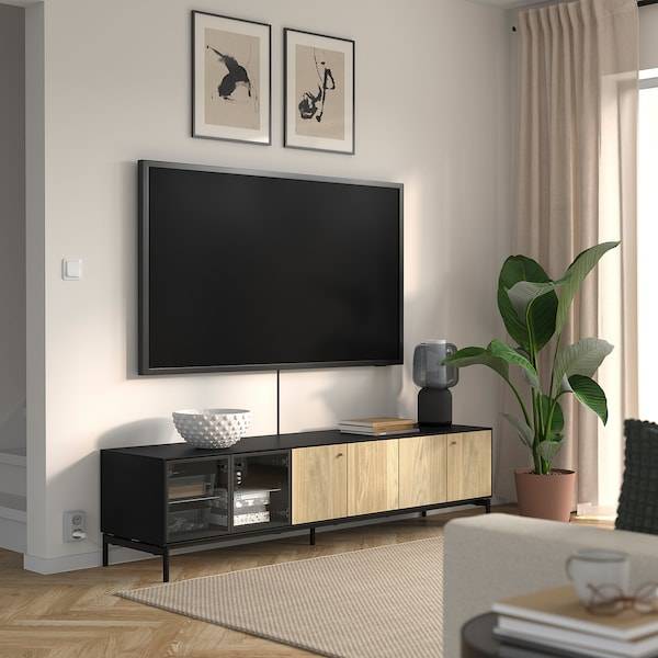 BOASTAD TV-Bank, schwarz/Eichenfurnier, Online