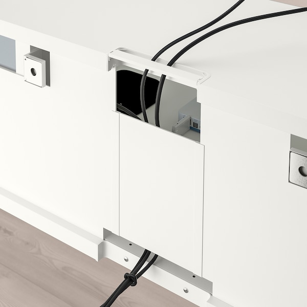 BESTÅ TV-Bank mit Türen, weiß/Hammarsmed beige, Angebote