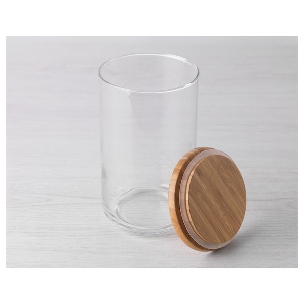 EKLATANT Dose mit Deckel, Klarglas/Bambus, Wochenangebot