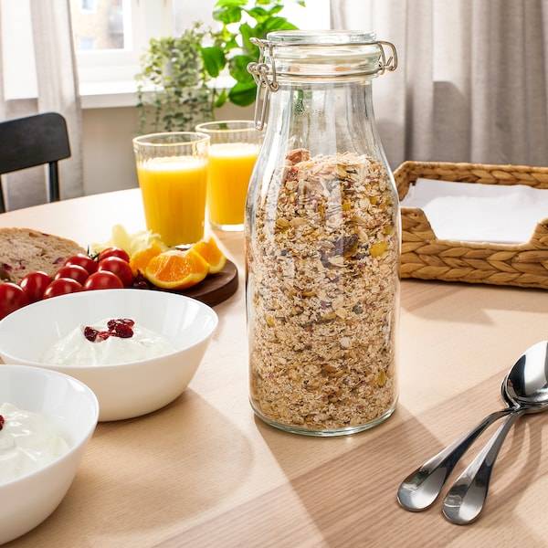 KORKEN Dose mit Deckel flaschenförmig, Klarglas, Letzte 3 Tage