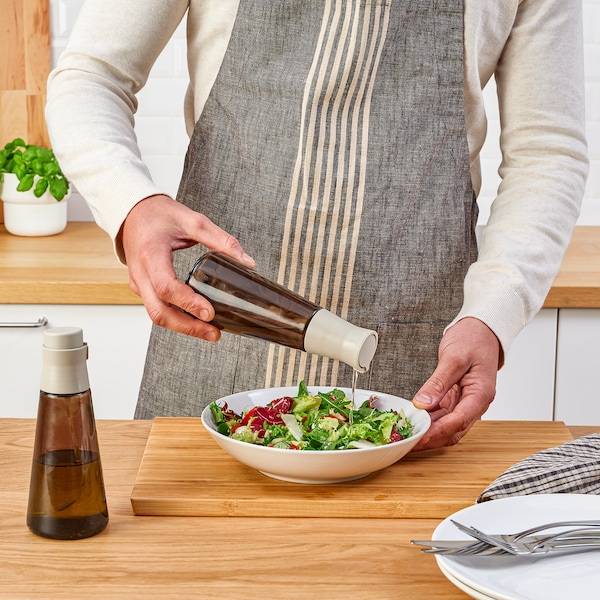 HALVTOM Flasche mit Ausgießer, Glas/braun, zollfrei