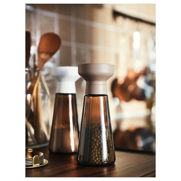 HALVTOM Gewürzmühle, Glas/braun, Auslauf