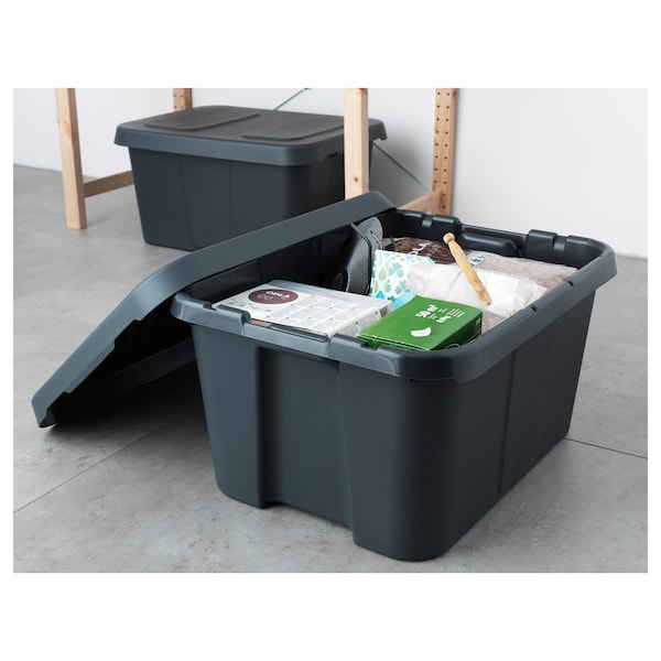 KLÄMTARE Box mit Deckel innen/außen, dunkelgrau, Online