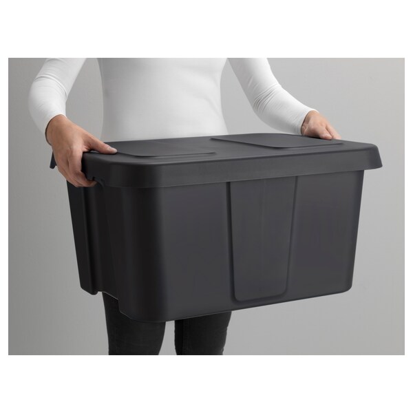 KLÄMTARE Box mit Deckel innen/außen, dunkelgrau, Online