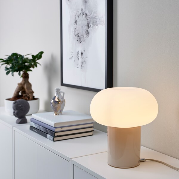 DEJSA Tischleuchte, beige/opalweiß Glas, Top Angebot