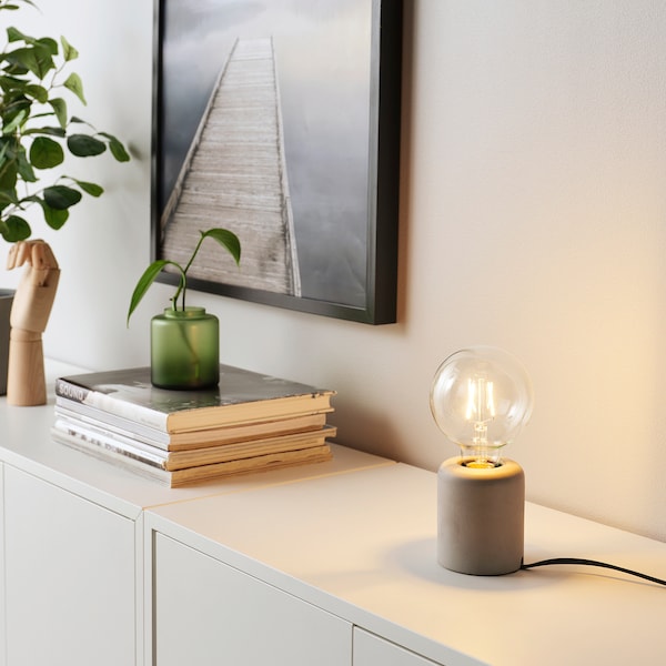 RÅSEGEL / LUNNOM Tischleuchte + LED-Leuchtmittel, rund klar Tägliche Deals