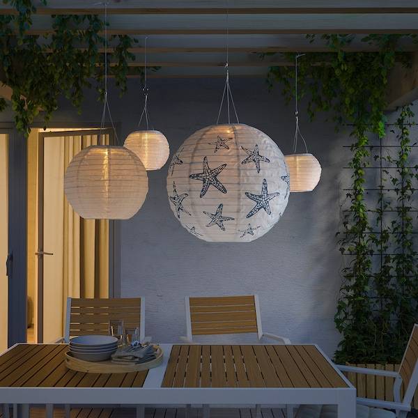 SOLVINDEN Solarhängeleuchte, LED, für draußen rund/blau Stern, Rabatt