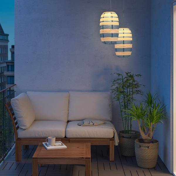 SOLVINDEN Solarhängeleuchte, LED, für draußen oval/blau Streifen, Begrenztes Angebot