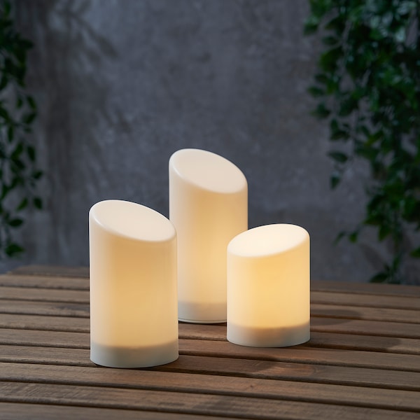 ÄDELLÖVSKOG Blockkerze LED innen/außen 3er-Set Weihnachtsangebot