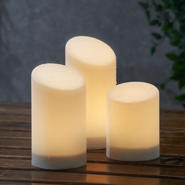 ÄDELLÖVSKOG Blockkerze LED innen/außen 3er-Set Weihnachtsangebot