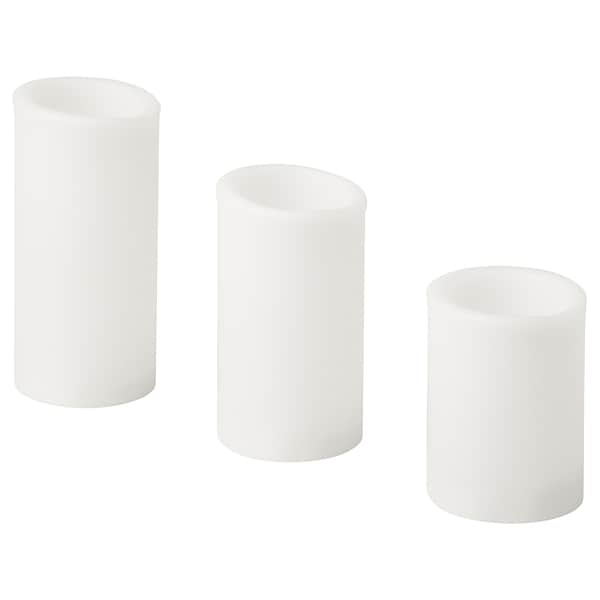 ÄDELLÖVTRÄD Blockkerze, LED 3er-Set, weiß/innen
