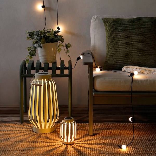 SOLVINDEN Solartischleuchte, LED, beige/Streifen, Saisonale Angebote