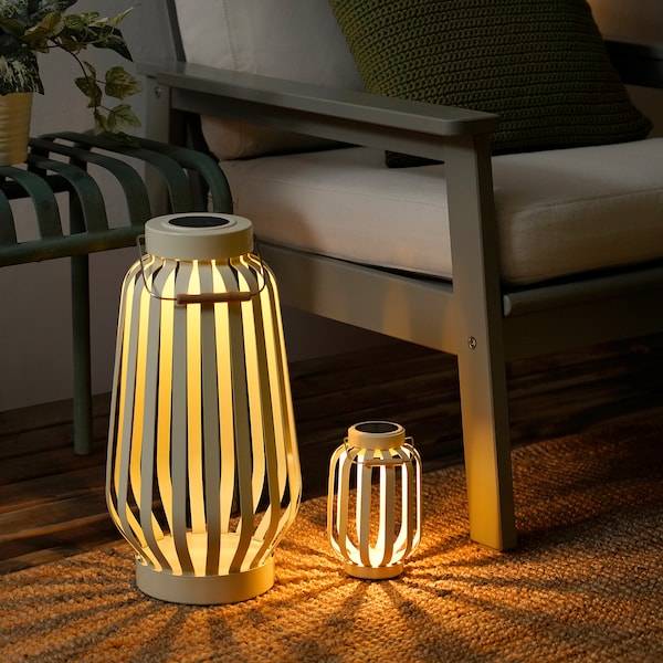 SOLVINDEN Solartischleuchte, LED, beige/Streifen, Saisonale Angebote