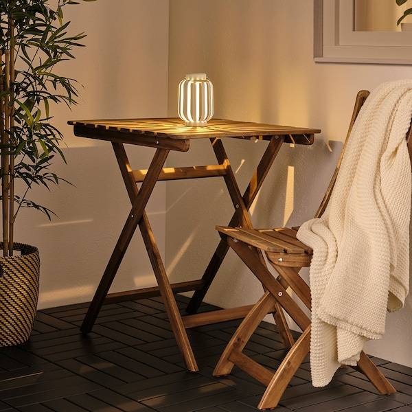 SOLVINDEN Solartischleuchte, LED, beige/Streifen, Saisonale Angebote