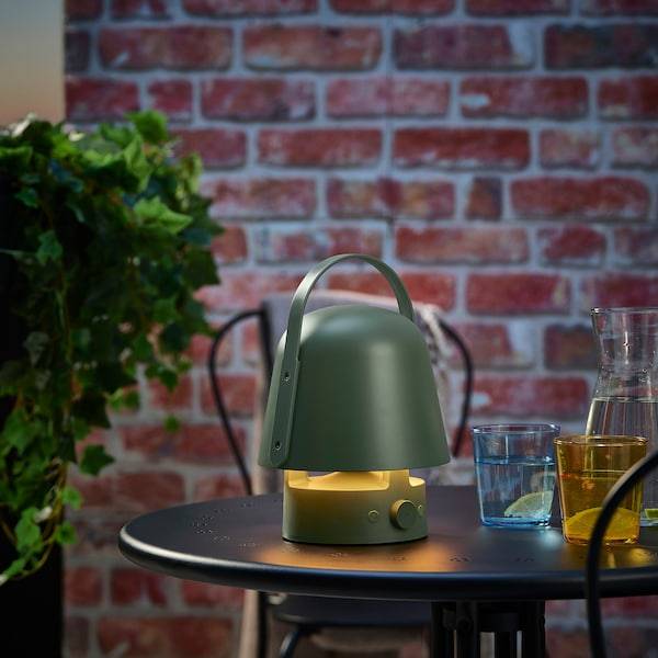 VAPPEBY Leuchte m Bluetooth-Lautsprecher, für draußen/grün Tiefpreis