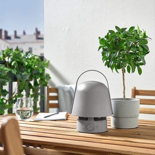 VAPPEBY Leuchte m Bluetooth-Lautsprecher, für draußen/grau Super Sparpreis