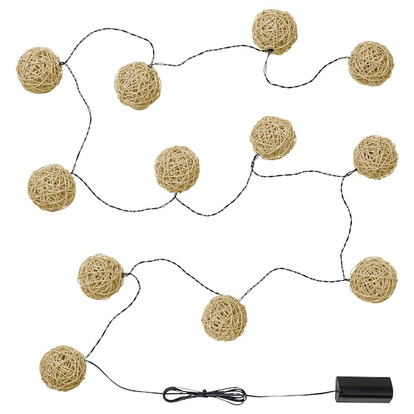 SOLVINDEN Lichterkette (12), LED, batteriebetrieben/beige