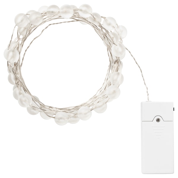 SNÖYRA Lichterkette (40), LED, innen/batteriebetrieben silberfarben Letzter Tag