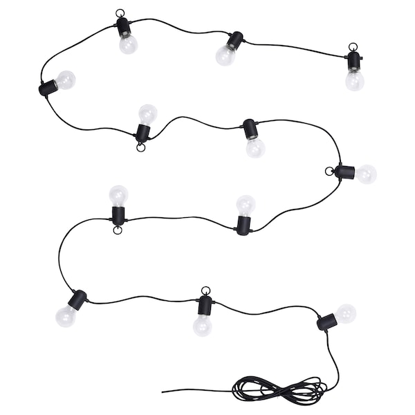 SVARTRÅ Lichterkette (12), LED, schwarz/für draußen Zeitbegrenzte Promotion