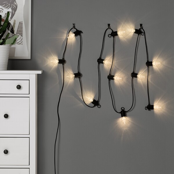 SVARTRÅ Lichterkette (12), LED, schwarz/für draußen Zeitbegrenzte Promotion