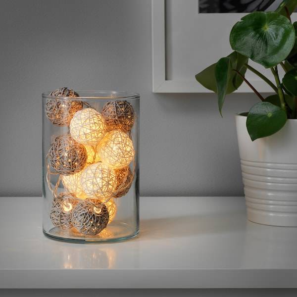 LIVSÅR Lichterkette (12), LED, innen/batteriebetrieben grau/weiß Bis zu 60% Rabatt