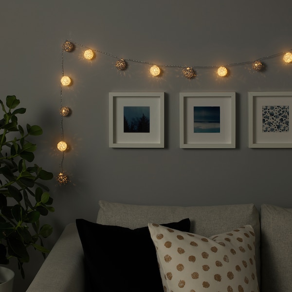 LIVSÅR Lichterkette (12), LED, innen/batteriebetrieben grau/weiß Bis zu 60% Rabatt