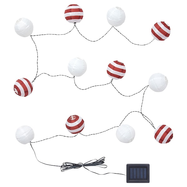 SOLVINDEN Lichterkette (12), LED, solarbetrieben für draußen/rot Streifen Riesige Rabatte