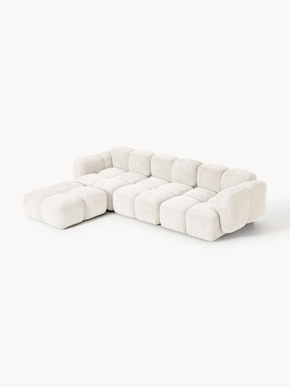 Westwing Collection Modulares Sofa Tayla (4-Sitzer) aus Teddy-Bouclé mit Hocker (links/rechts) Jubiläumsangebot