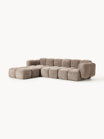 Westwing Collection Modulares Sofa Tayla (4-Sitzer) aus Teddy-Bouclé mit Hocker (links/rechts) Wochenangebot