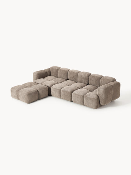 Westwing Collection Modulares Sofa Tayla (4-Sitzer) aus Teddy-Bouclé mit Hocker (links/rechts) Wochenangebot