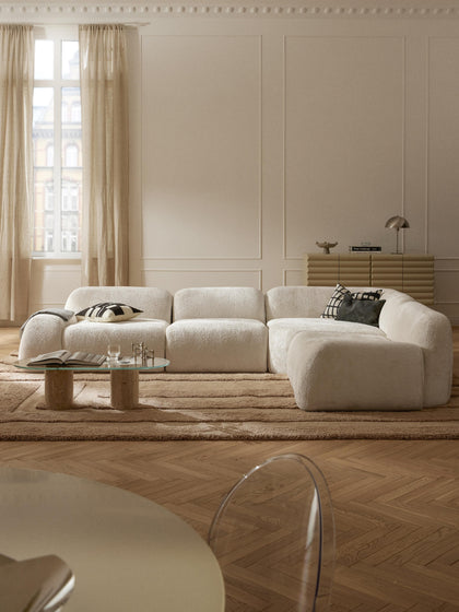 Westwing Collection Modulares Ecksofa Wolke (4-Sitzer) aus Teddy-Bouclé Sonderangebot der Fabrik