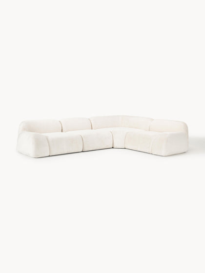 Westwing Collection Modulares Ecksofa Wolke (4-Sitzer) aus Teddy-Bouclé Sonderangebot der Fabrik