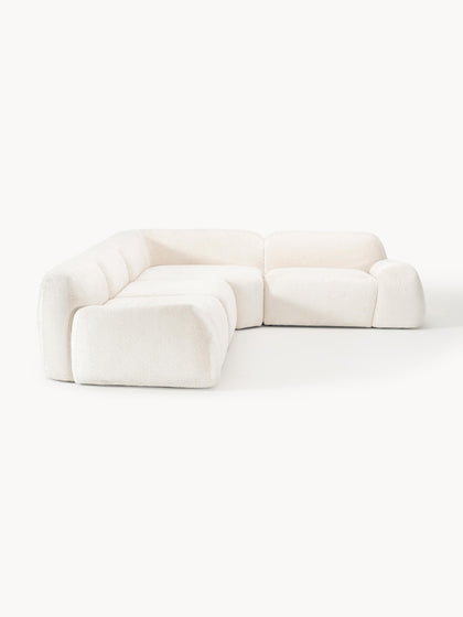 Westwing Collection Modulares Ecksofa Wolke (4-Sitzer) aus Teddy-Bouclé Sonderangebot der Fabrik