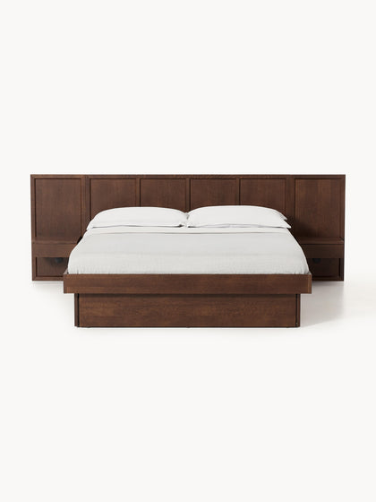 Westwing Collection Holzbett Nanto mit Nachttischen und Kopfteil Super Rabatt