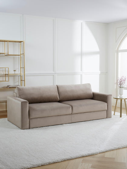 Westwing Collection Samt-Schlafsofa Tasha (3-Sitzer) mit Stauraum 50% Rabatt für begrenzte Zeit